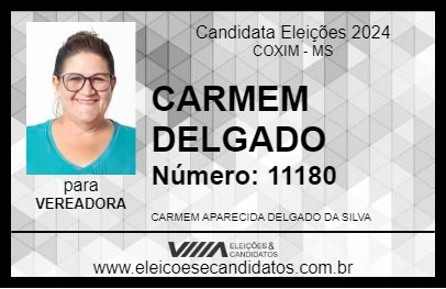 Candidato CARMEM DELGADO 2024 - COXIM - Eleições