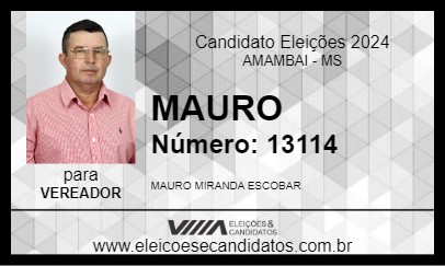 Candidato MAURO 2024 - AMAMBAI - Eleições