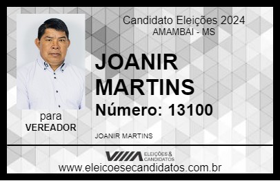 Candidato JOANIR MARTINS 2024 - AMAMBAI - Eleições