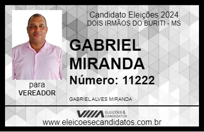 Candidato GABRIEL MIRANDA 2024 - DOIS IRMÃOS DO BURITI - Eleições