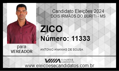 Candidato ZICO 2024 - DOIS IRMÃOS DO BURITI - Eleições