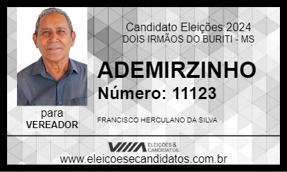 Candidato ADEMIRZINHO 2024 - DOIS IRMÃOS DO BURITI - Eleições