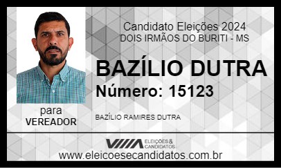 Candidato BAZÍLIO DUTRA 2024 - DOIS IRMÃOS DO BURITI - Eleições