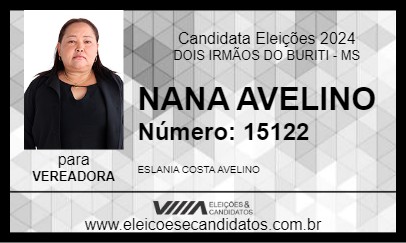 Candidato NANA AVELINO 2024 - DOIS IRMÃOS DO BURITI - Eleições