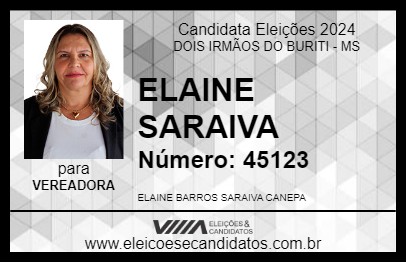 Candidato ELAINE SARAIVA 2024 - DOIS IRMÃOS DO BURITI - Eleições