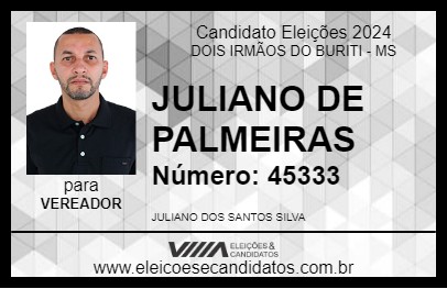 Candidato JULIANO DE PALMEIRAS 2024 - DOIS IRMÃOS DO BURITI - Eleições