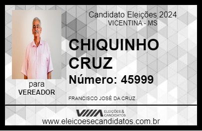 Candidato CHIQUINHO CRUZ 2024 - VICENTINA - Eleições