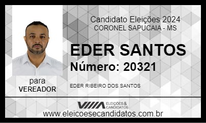 Candidato EDER SANTOS 2024 - CORONEL SAPUCAIA - Eleições