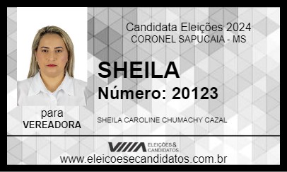 Candidato SHEILA 2024 - CORONEL SAPUCAIA - Eleições