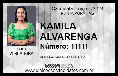 Candidato KAMILA ALVARENGA 2024 - PONTA PORÃ - Eleições