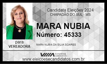 Candidato MARA NUBIA 2024 - CHAPADÃO DO SUL - Eleições