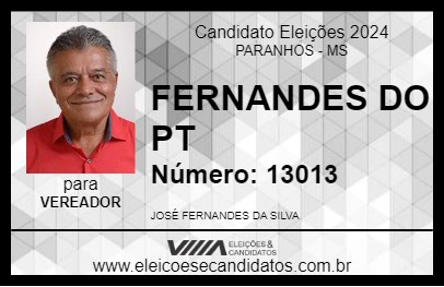 Candidato FERNANDES DO PT 2024 - PARANHOS - Eleições