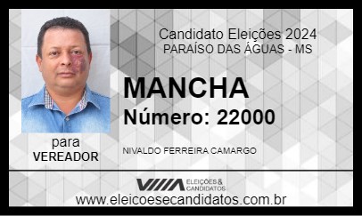 Candidato MANCHA 2024 - PARAÍSO DAS ÁGUAS - Eleições