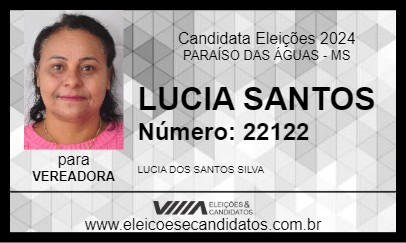 Candidato LUCIA SANTOS 2024 - PARAÍSO DAS ÁGUAS - Eleições