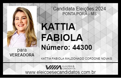 Candidato KATTIA FABIOLA 2024 - PONTA PORÃ - Eleições