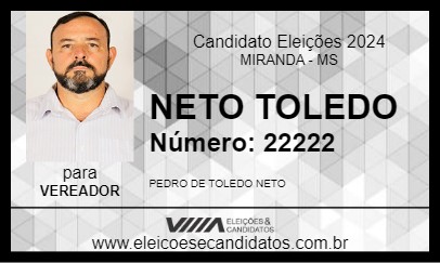 Candidato NETO TOLEDO 2024 - MIRANDA - Eleições