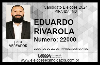 Candidato EDUARDO RIVAROLA 2024 - MIRANDA - Eleições