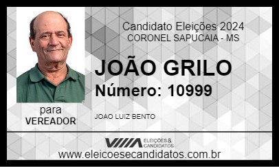 Candidato JOÃO GRILO 2024 - CORONEL SAPUCAIA - Eleições