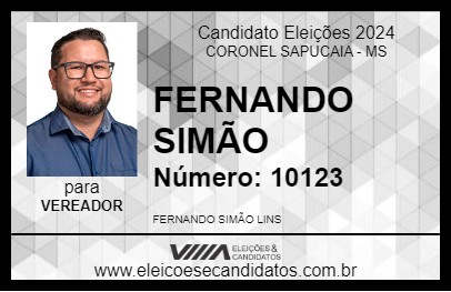 Candidato FERNANDO SIMÃO 2024 - CORONEL SAPUCAIA - Eleições