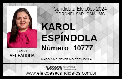 Candidato KAROL ESPÍNDOLA 2024 - CORONEL SAPUCAIA - Eleições