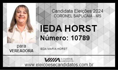 Candidato IEDA HORST 2024 - CORONEL SAPUCAIA - Eleições