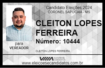 Candidato CLEITON LOPES FERREIRA 2024 - CORONEL SAPUCAIA - Eleições