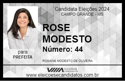 Candidato ROSE MODESTO 2024 - CAMPO GRANDE - Eleições