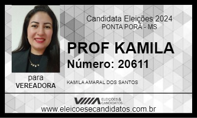 Candidato PROF KAMILA 2024 - PONTA PORÃ - Eleições