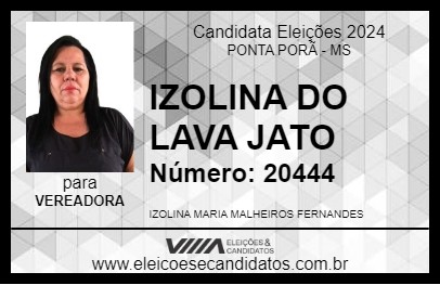 Candidato IZOLINA DO LAVA JATO 2024 - PONTA PORÃ - Eleições