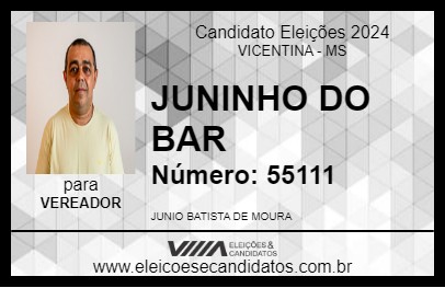 Candidato JUNINHO DO BAR 2024 - VICENTINA - Eleições