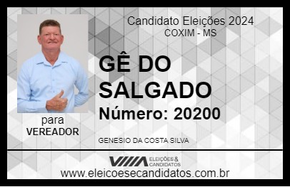 Candidato GÊ DO SALGADO 2024 - COXIM - Eleições