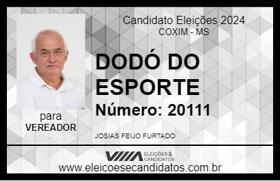 Candidato DODÓ DO ESPORTE 2024 - COXIM - Eleições