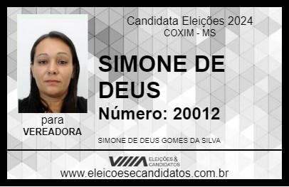 Candidato SIMONE DE DEUS 2024 - COXIM - Eleições