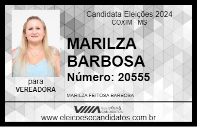 Candidato MARILZA BARBOSA 2024 - COXIM - Eleições