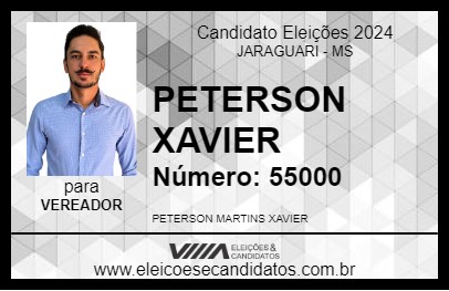 Candidato PETERSON XAVIER 2024 - JARAGUARI - Eleições