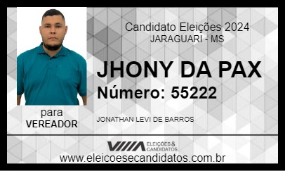 Candidato JHONY DA PAX 2024 - JARAGUARI - Eleições