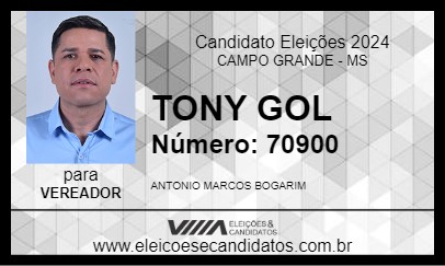 Candidato TONY GOL 2024 - CAMPO GRANDE - Eleições