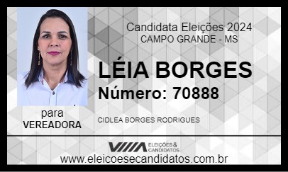 Candidato LÉIA BORGES 2024 - CAMPO GRANDE - Eleições