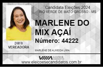 Candidato MARLENE DO MIX AÇAÍ 2024 - RIO VERDE DE MATO GROSSO - Eleições