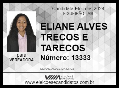 Candidato ELIANE ALVES TRECOS E TARECOS 2024 - FIGUEIRÃO - Eleições