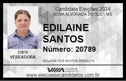 Candidato EDILAINE SANTOS 2024 - NOVA ALVORADA DO SUL - Eleições