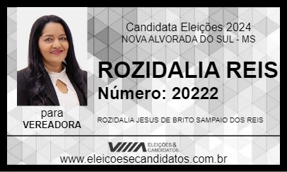 Candidato ROZIDALIA REIS 2024 - NOVA ALVORADA DO SUL - Eleições