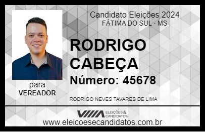 Candidato RODRIGO CABEÇA 2024 - FÁTIMA DO SUL - Eleições