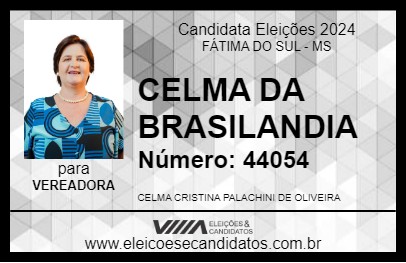 Candidato CELMA DA BRASILANDIA 2024 - FÁTIMA DO SUL - Eleições