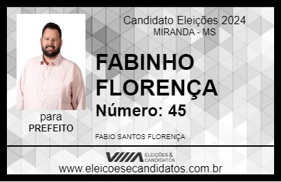 Candidato FABINHO FLORENÇA 2024 - MIRANDA - Eleições