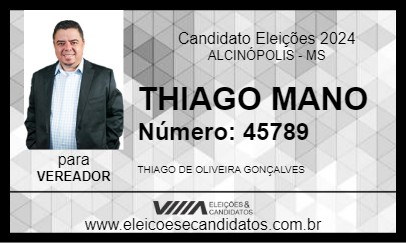 Candidato THIAGO MANO 2024 - ALCINÓPOLIS - Eleições