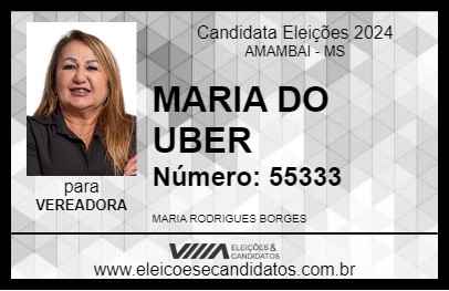 Candidato MARIA DO UBER 2024 - AMAMBAI - Eleições