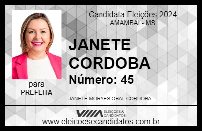 Candidato JANETE CORDOBA 2024 - AMAMBAI - Eleições