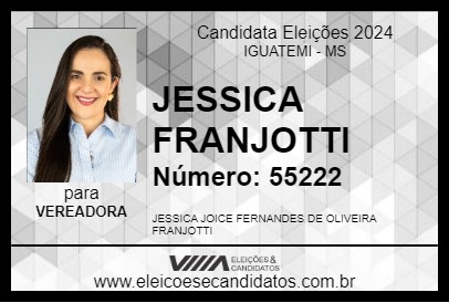 Candidato JESSICA FRANJOTTI 2024 - IGUATEMI - Eleições