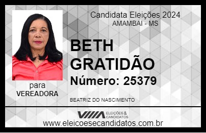 Candidato BETH GRATIDÃO 2024 - AMAMBAI - Eleições